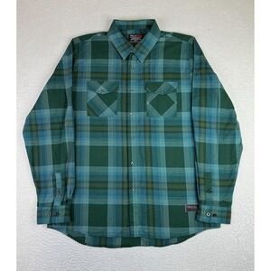 Troll Co. Shirt Men's 3XL Green Plaid Long Sleeve Snap Button Up Workwear Casual